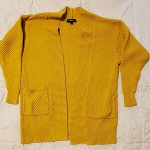 Express Women's Mustard Yellow Cardigan Sweater with Pockets - XXS